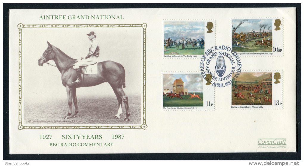 1987 GB Aintree Grand National Horse Race BBC Radio Commemntary 60 Years Covercraft Sprig TE Leader Illustrated Cover - Horses