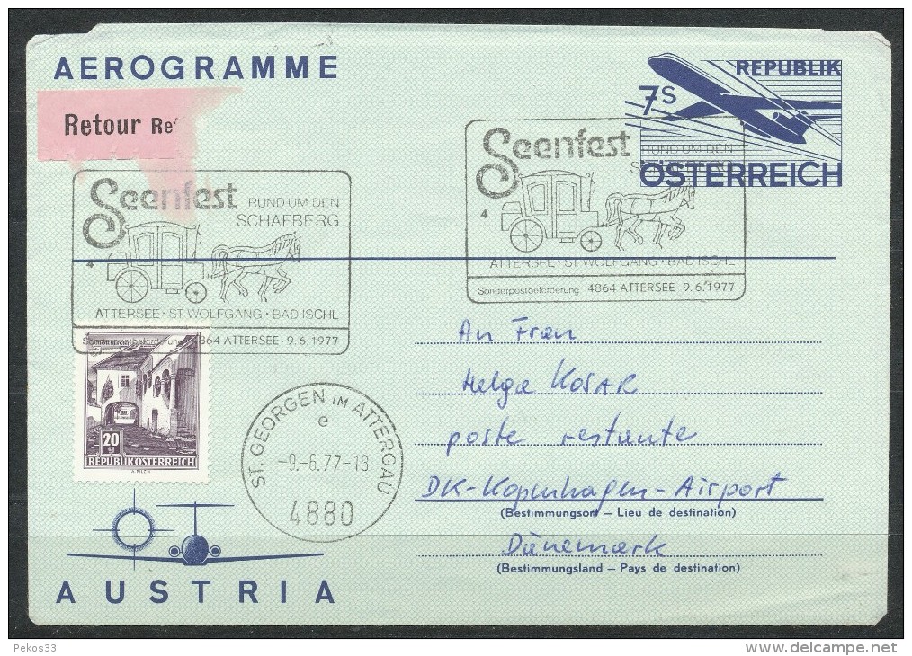 Österreich-   Aerogramme   - 1977 Seenfest Attersee- Bad Ischl - Sonstige & Ohne Zuordnung