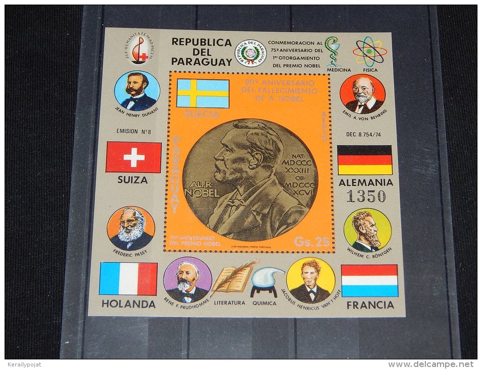 Paraguay - 1977 Alfred Nobel Block MNH__(TH-3335) - Paraguay