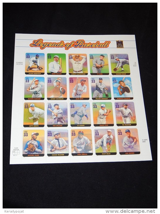 USA - 2000 Baseball Players Sheet MNH__(FIL-7324) - Sheets