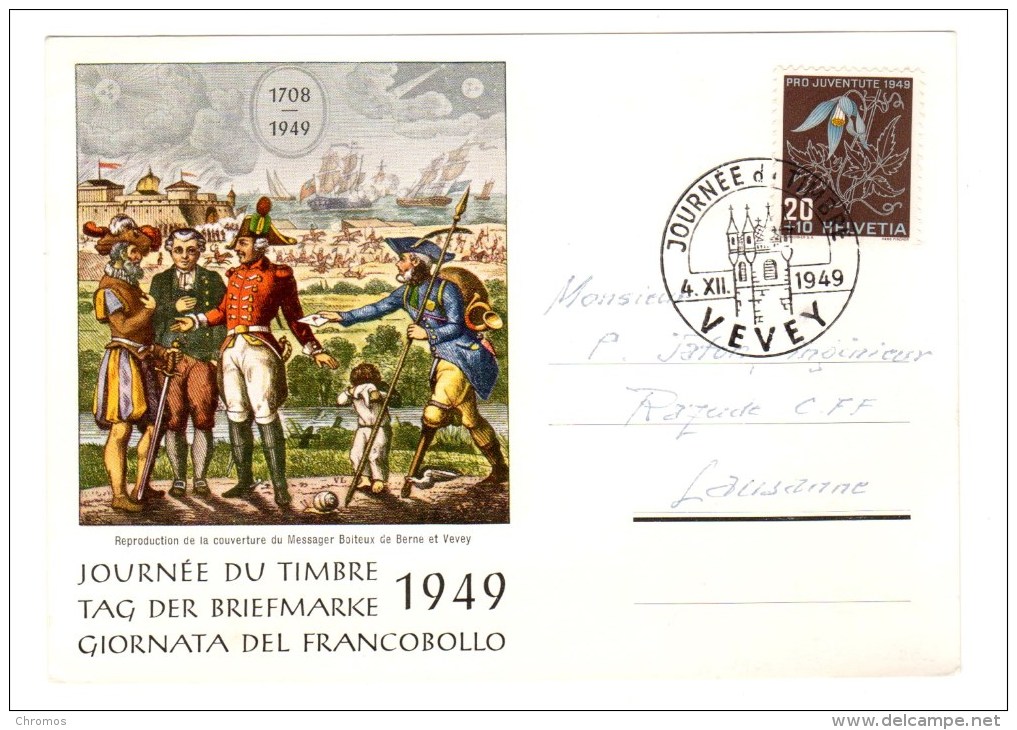 Carte Journée Du Timbre, Tag Der Briefmarke, 1949 Pro Juventute - Día Del Sello