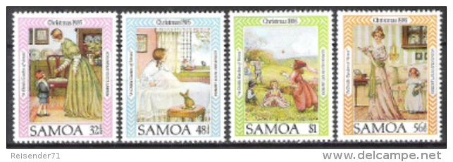 Samoa 1985 Religion Christentum Weihnachten Christmas Literatur Schriftsteller Robert Louis Stevenson, Mi. 576-9 ** - Samoa (Staat)