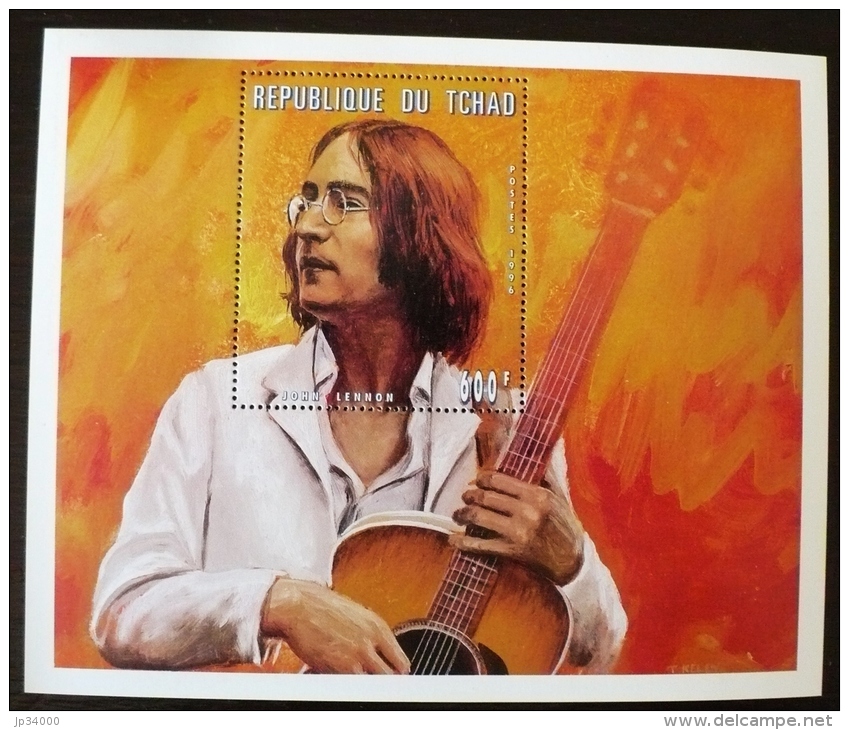 TCHAD Les Beatles, John LENNON, Musique.  Feuillet Emis En 1996  ** MNH.  (1) - Chanteurs