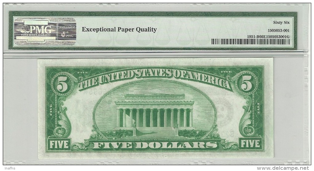 USA $5 Series 1928A New York Fr 1951-B. Graded 66 EPQ By PMG (Gem Uncirculated) - Federal Reserve (1928-...)