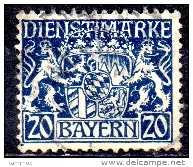 BAVARIA 1916 Official - Arms -  20pf  - Blue  FU - Sonstige & Ohne Zuordnung