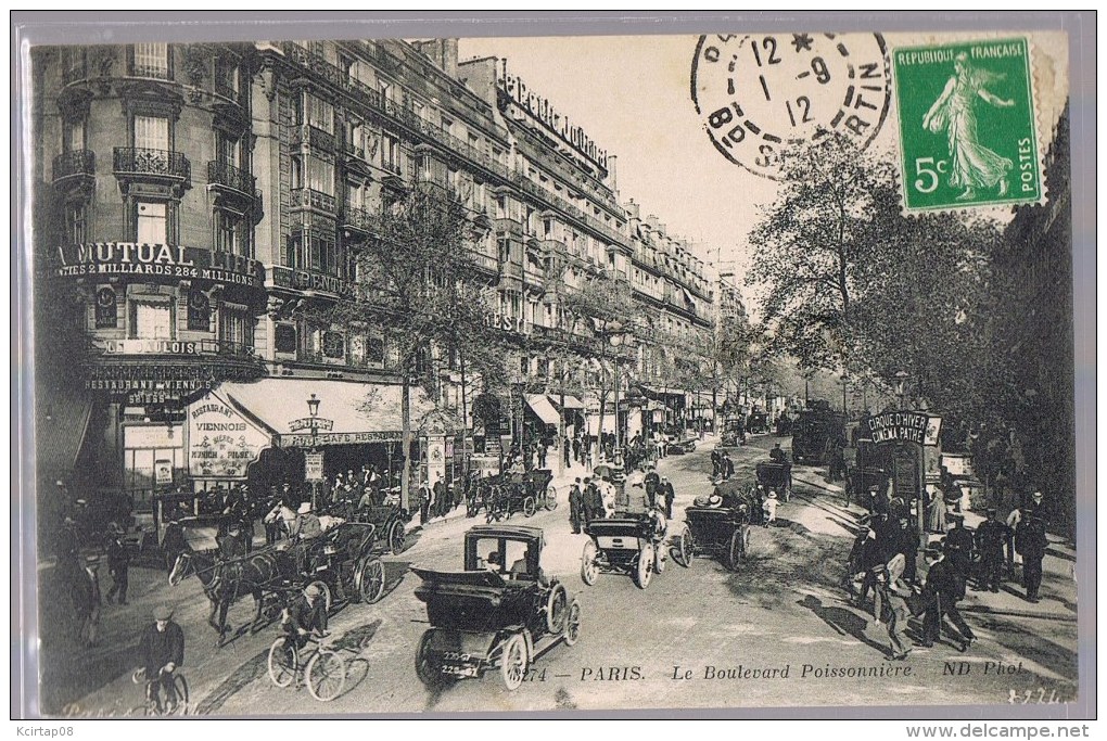 PARIS . Le Boulevard Poissonnière . Très Animé . - Autres & Non Classés