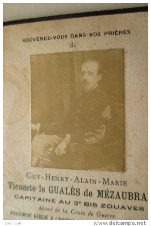 SOUVENEZ VOUS VICONTE LE GUALES DE MEZAUBRAN CAPITAINE ZOUAVE 3 EME MILITAIRE RELIQUE - Images Religieuses