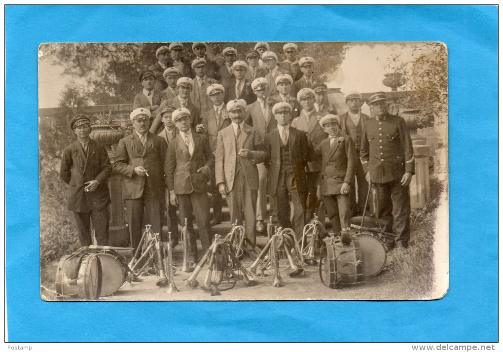 Carte Photo-gros Plan -uneFanfare -à Localiser  Années 1910-20 - Musique Et Musiciens