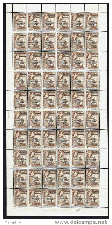 1957  Ghana Independance  Issue 2d  Complete MNH Sheet Of 60  - Folded - Ghana (1957-...)