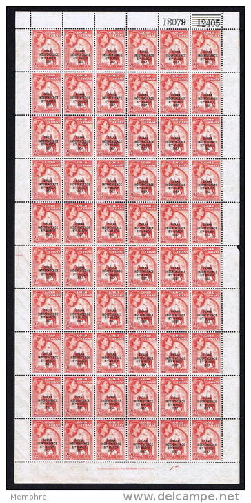 1957  Ghana Independance  Issue 2&frac12;d  SG 174  Complete MNH Sheet Of 60  - Folded - Ghana (1957-...)