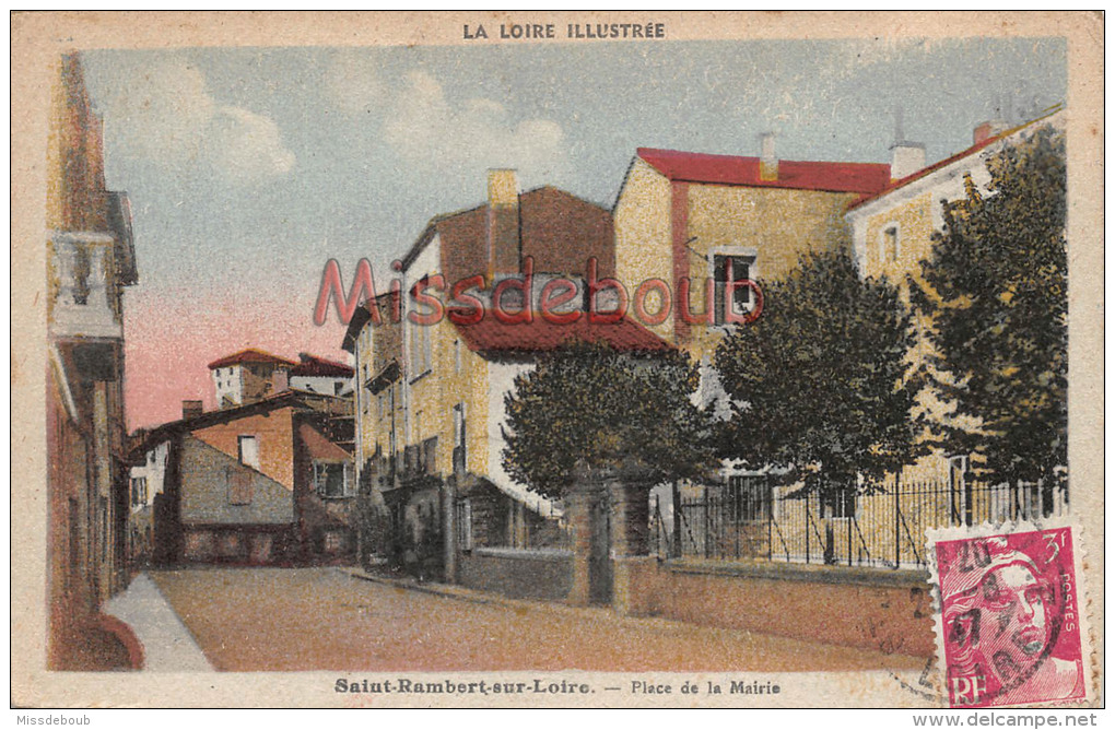 42  - SAINT RAMBERT Sur LOIRE  - Place De La Mairie 1947    - 2 Scans - Saint Just Saint Rambert