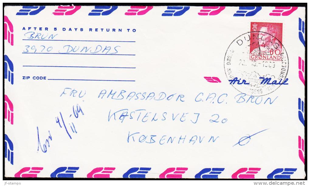 1968. Fr. IX In Anorak. 60 Øre Redlillac DUNDAS BESØG KNUD RASMUSSENS HUS 22.10.1969.  (Michel: 69) - JF175609 - Used Stamps