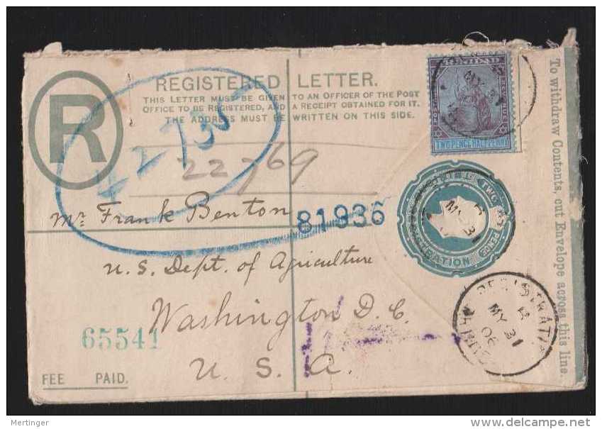 Trinidad 1896 - 1908 5 Registered Stationery Envelopes Uprated Used - Trinité & Tobago (...-1961)