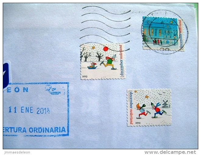 Netherlands 2014 Cover To Nicaragua - Comics Snow Ice Skating - Lettres & Documents