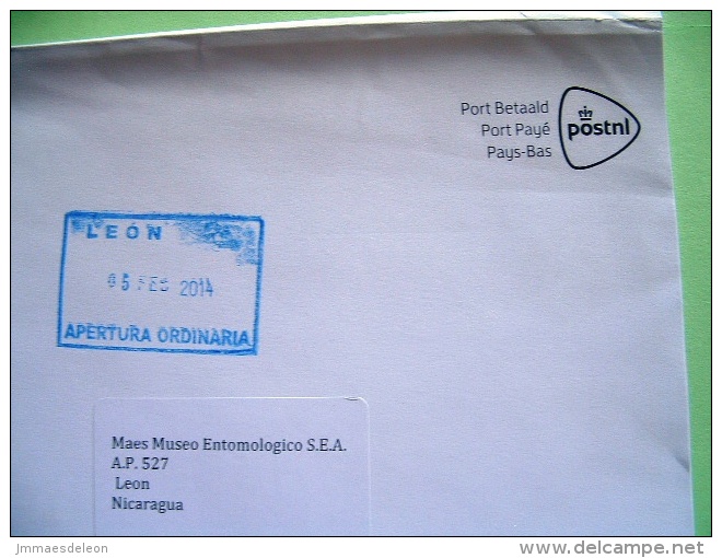 Netherlands 2014 Cover To Nicaragua - Post Paid Preprint Cancel - Briefe U. Dokumente