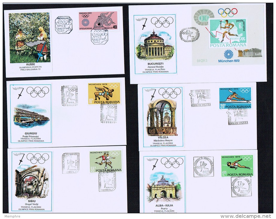 Collection Of 33 Covers Showing Olympic Flame Travel Through  7 Countries - Summer 1972: Munich