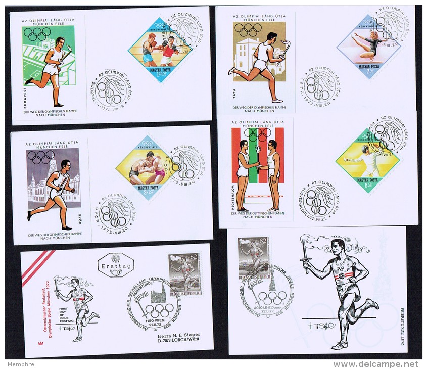 Collection Of 33 Covers Showing Olympic Flame Travel Through  7 Countries - Summer 1972: Munich