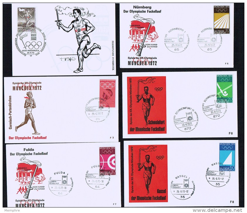 Collection Of 33 Covers Showing Olympic Flame Travel Through  7 Countries - Summer 1972: Munich