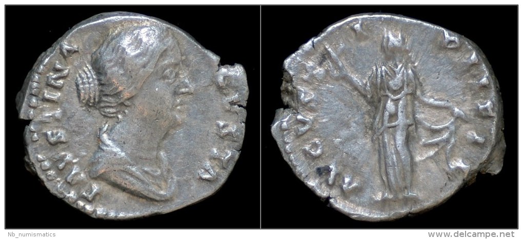 Faustina II AR Denarius Spes Standing Left - Die Antoninische Dynastie (96 / 192)