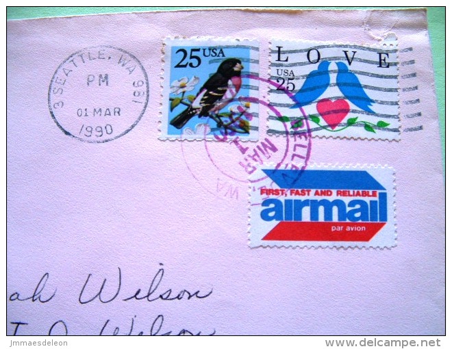 USA 1990 Cover To Abu Dhabi - United Arab Emirates - Birds Love - Covers & Documents