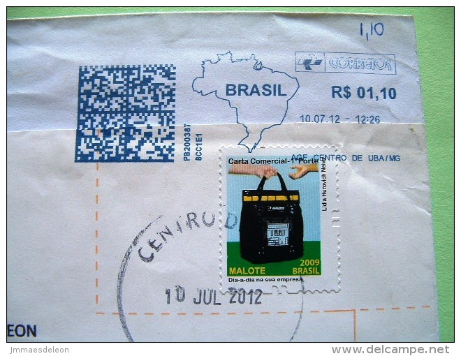 Brazil 2012 Cover To Nicaragua - Map Machine Franking - Mail Bag - Lettres & Documents