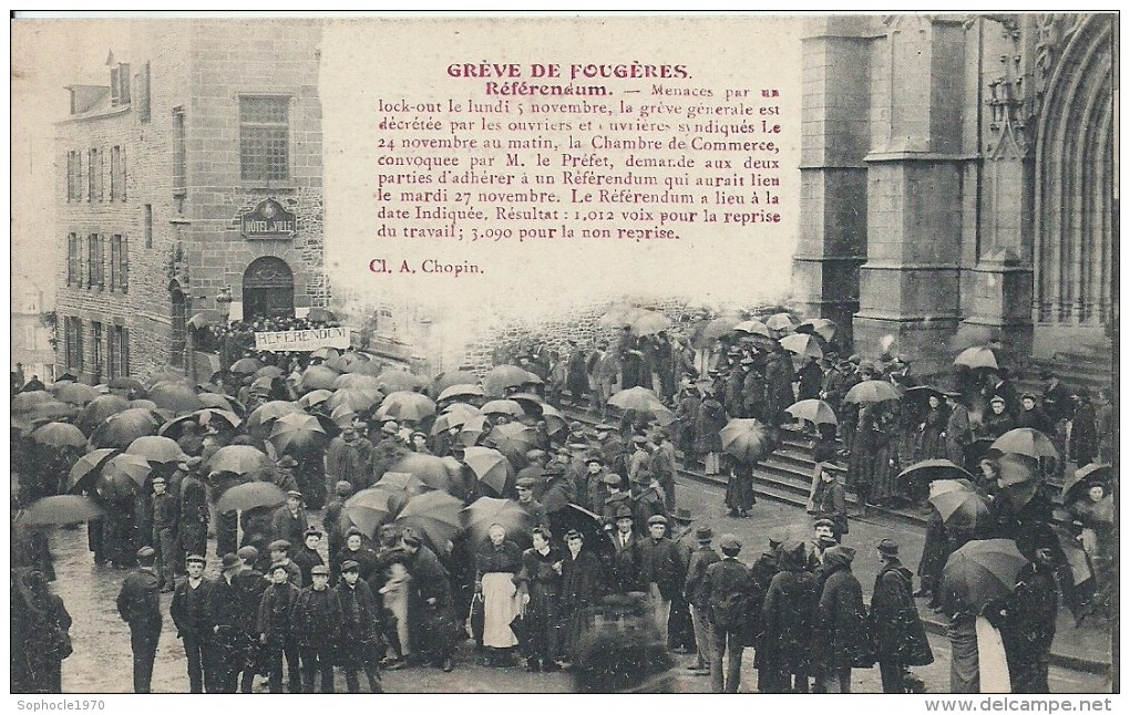 BRETAGNE - 35 - ILLE ET VILAINE - FOUGERES - Grève 1906-1907 - Référendum En Novembre - Streiks