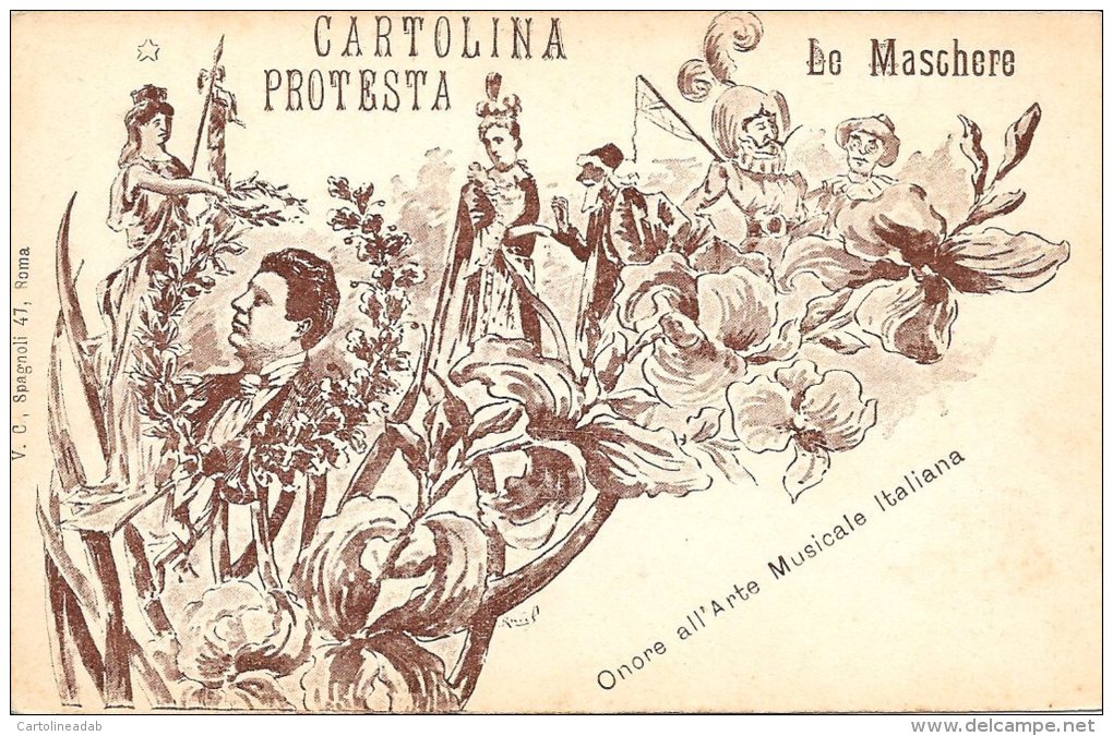 [DC4655] CARTOLINA - PROTESTA - LE MASCHERE - ONORE ALL'ARTE MUSICALE ITALIANA - Non Viaggiata - Old Postcard - Non Classificati