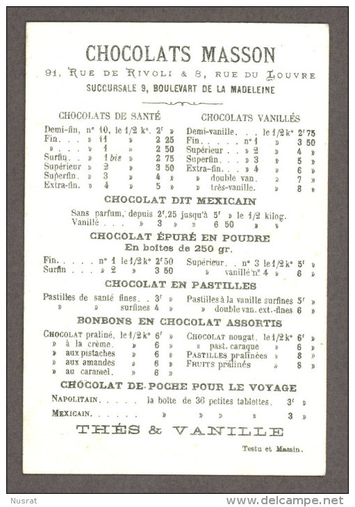 Chocolat Masson, Chromo Lith. Testu & Massin, Langage Des Fleurs, Lilas, émotion - Other & Unclassified