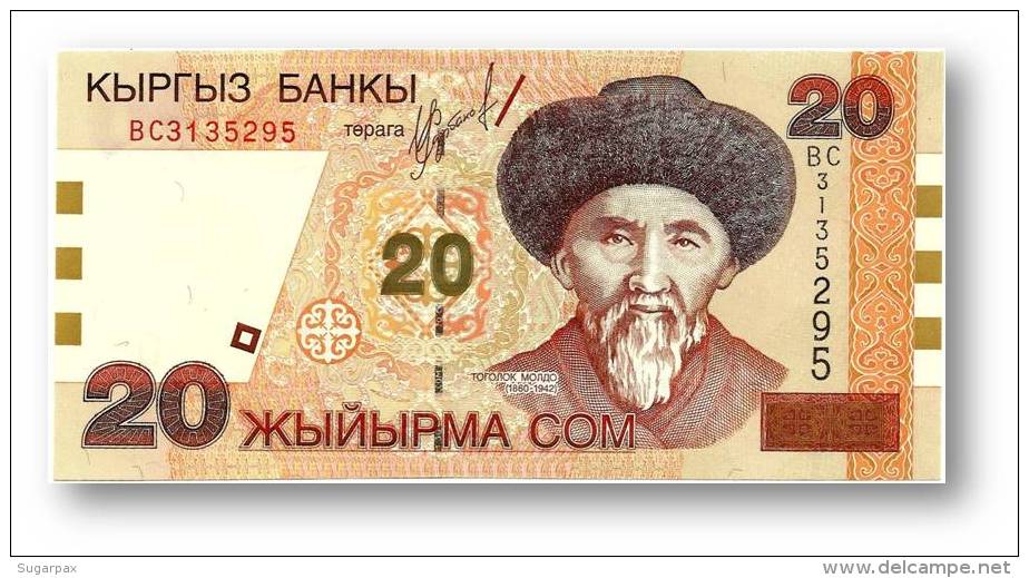 KYRGYZSTAN - 20 Som - 2002 - P 19 - UNC. - Série BC - Togolok Moldo - 2 Scans - Kyrgyzstan