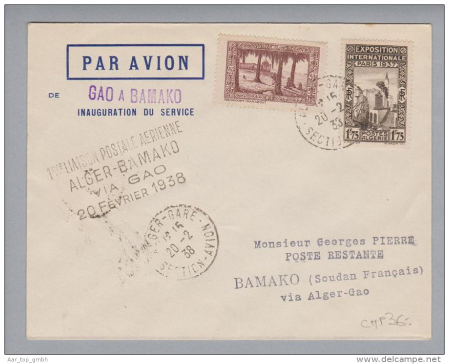 Algerien 1938-02-20 Erstpostflug Alger - Bamako - Briefe U. Dokumente