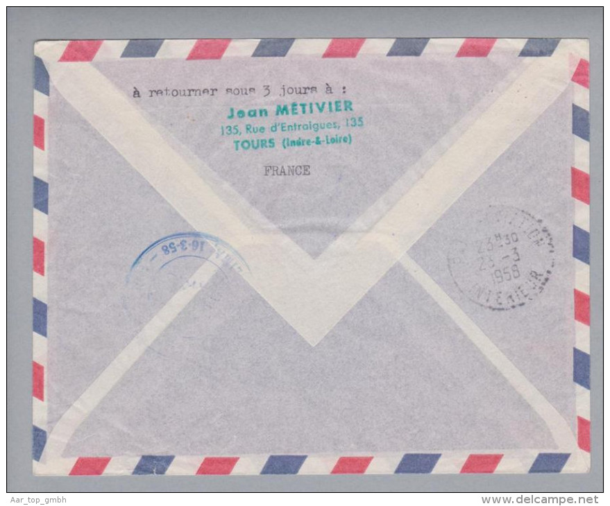 Algerien 1956-03-13 Erstflug Air France Paris-Lima Auflieferung Algerien Selten - Airmail