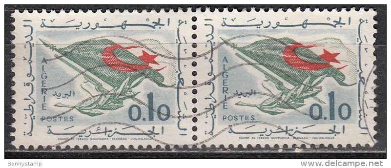 Algeria, 1963 - 10c Flag, Rifle, Olive Branch, Coppia - Nr.297 Usato° - Algeria (1962-...)