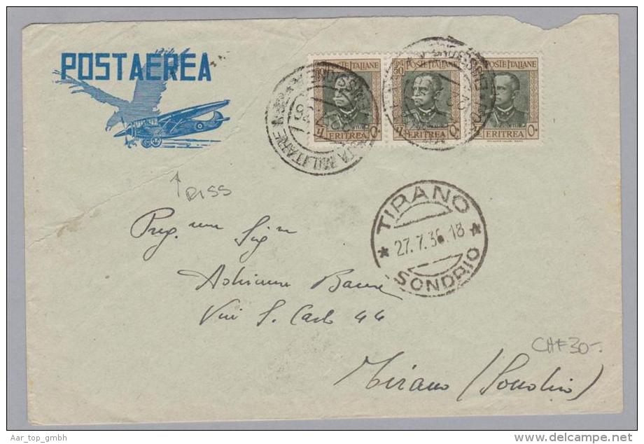 Eritrea 1936-07-27 Militärpostbrief Nach Tirano - Erythrée