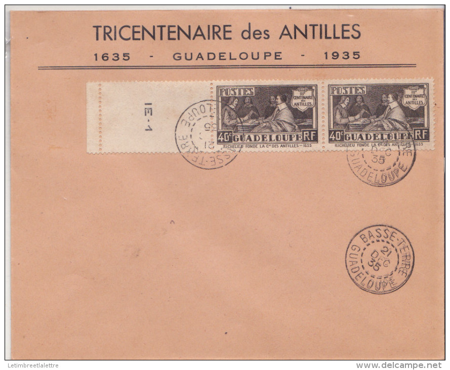 Lettre  Tricentenaire Des Antilles En 1935, Guadeloupe 21.12.1935 - Lettres & Documents