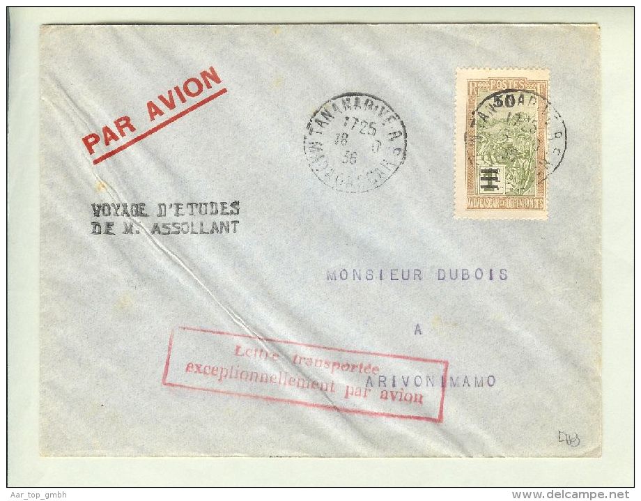 Afrika Madagaskar 1936-10-18 Erkundungsflug NachTananarive Mit AK-Langstempel - Briefe U. Dokumente