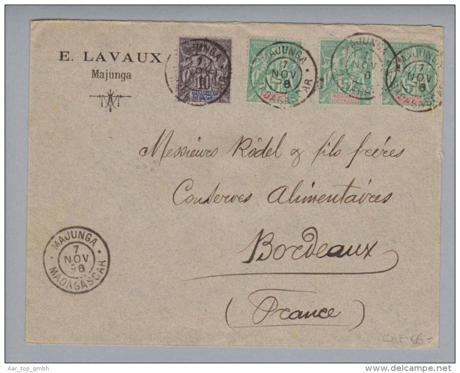 Madagaskar 1896-11-04 Brief Nach Bordeaux Mit Mi#32 + 31 3x - Covers & Documents