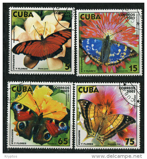 Cuba 2003. Butterflies - Complete Set Of 4 Stamps - Oblitérés