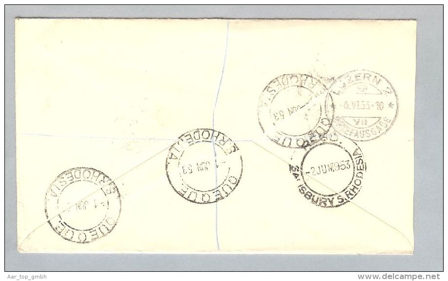 Rhodesien 1953-06-01 R-Luftpostbrief 2/6 Sk.Einzelfr. - Southern Rhodesia (...-1964)