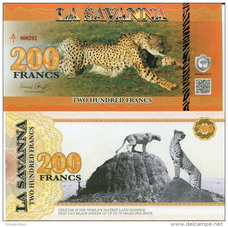 LA SAVANNA - LEOPARD / 200 FRANCS - - Fictifs & Spécimens