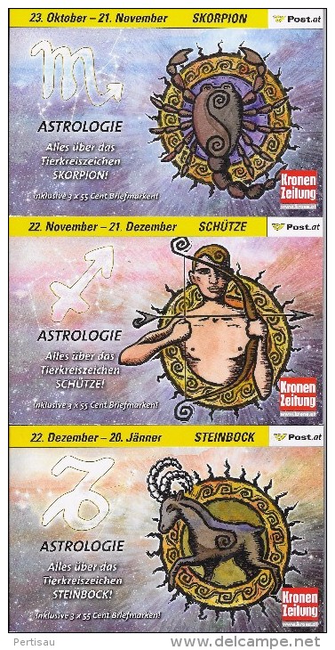 Astrologie Oplage 9000 Stuks Oostenrijk 12 Boekjes  Themazegels  2007 - Neufs