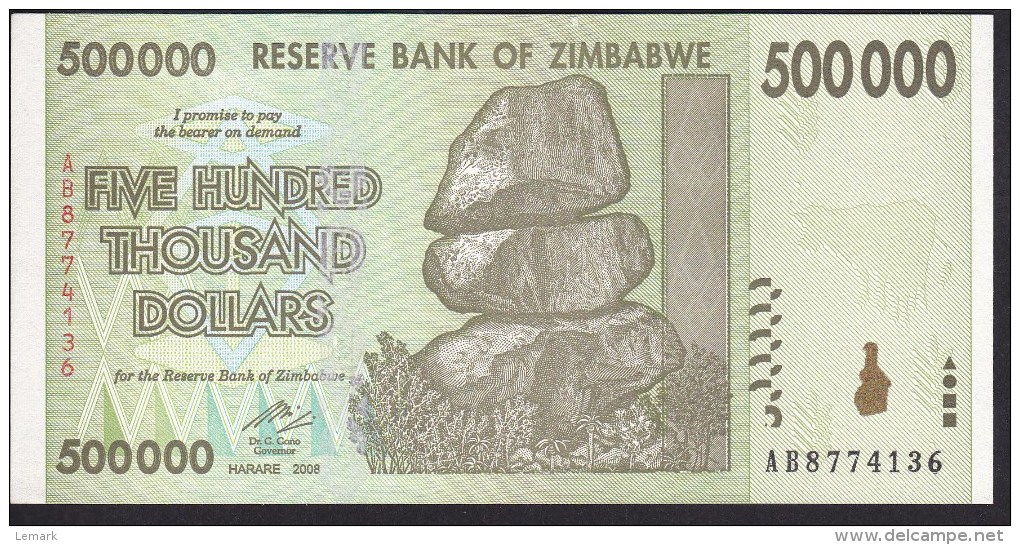 Zimbabwe 500000 Dollar 2008 P76 UNC - Zimbabwe