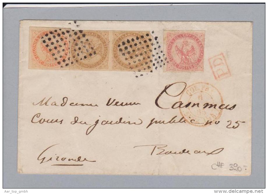 Réunion 1865-?-? Brief über Suez Nach Bordeaux - Cartas & Documentos