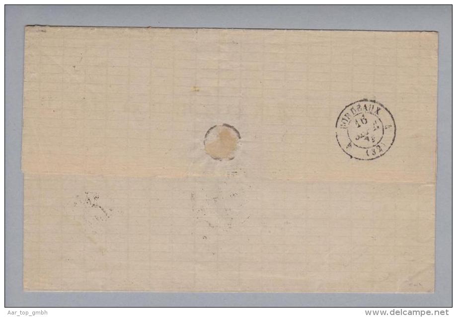Réunion St.Denis 1874-08-21 Brief Via Suez Nach Bordeaux - Briefe U. Dokumente