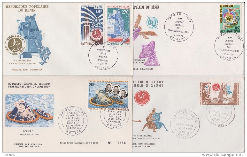 BENIN +CAMEROUN 4  FDC  SPACE      Réf   0147 - Andere & Zonder Classificatie