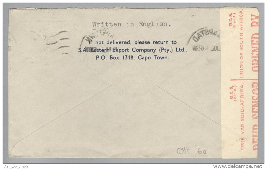 Südafrika 1941-07-15 Capetown Zensurbrief Nach Bangkok Seltene Destination - Unclassified