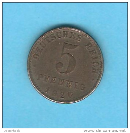 GERMANY   5 PFENNIG  1920 A (KM # 19) - 5 Rentenpfennig & 5 Reichspfennig