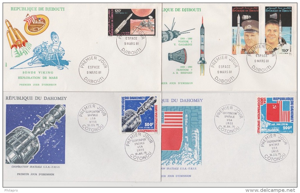 DAHOMEY +DJIBOUTI  4  FDC  SPACE      Réf   0152 - Andere & Zonder Classificatie