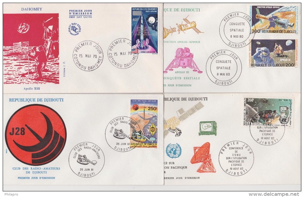 DAHOMEY+DJIBOUTI  4  FDC  SPACE      Réf   0153 - Other & Unclassified