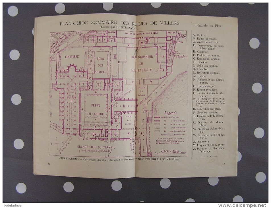 PETITE DESCRIPTION DES RUINES DE VILLERS Régionalisme Histoire Hainaut Abbaye Eglise Abbatiale Ferme - België