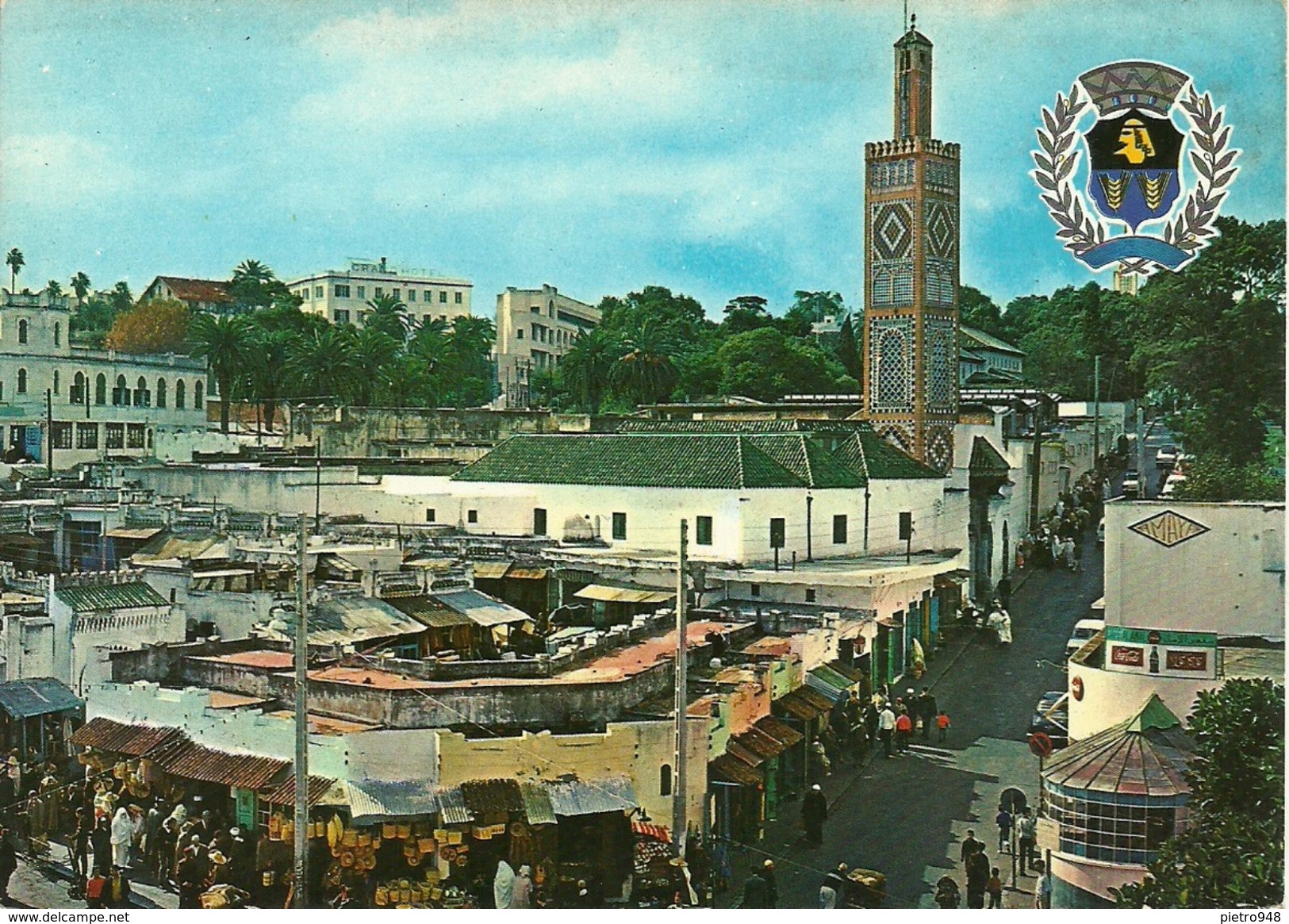 Tanger, Tangeri (Marocco) Mosquée Et Armoiries De La Ville, Piazza Del Mercato, Place Du Marchè, Market Square - Tanger